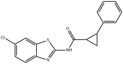 N-(6-chloro-1,3-benzothiazol-2-yl)-2-phenylcyclopropane-1-carboxamide 구조식 이미지