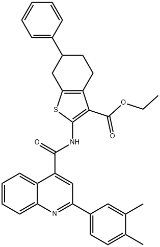 ethyl 2-[[2-(3,4-dimethylphenyl)quinoline-4-carbonyl]amino]-6-phenyl-4,5,6,7-tetrahydro-1-benzothiophene-3-carboxylate Structure