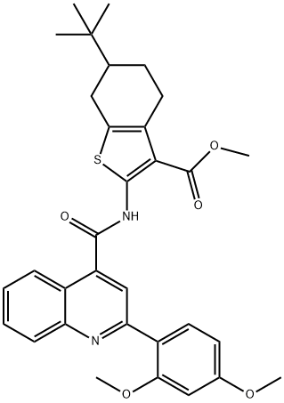 methyl 6-tert-butyl-2-[[2-(2,4-dimethoxyphenyl)quinoline-4-carbonyl]amino]-4,5,6,7-tetrahydro-1-benzothiophene-3-carboxylate Structure