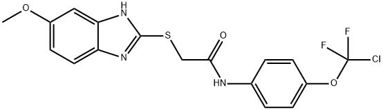 N-[4-[chloro(difluoro)methoxy]phenyl]-2-[(6-methoxy-1H-benzimidazol-2-yl)sulfanyl]acetamide 구조식 이미지