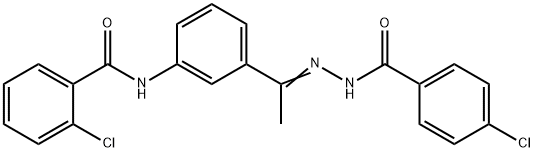 2-chloro-N-[3-[(E)-N-[(4-chlorobenzoyl)amino]-C-methylcarbonimidoyl]phenyl]benzamide 구조식 이미지