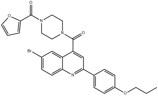 [4-[6-bromo-2-(4-propoxyphenyl)quinoline-4-carbonyl]piperazin-1-yl]-(furan-2-yl)methanone 구조식 이미지