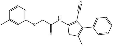 N-(3-cyano-5-methyl-4-phenylthiophen-2-yl)-2-(3-methylphenoxy)acetamide 구조식 이미지