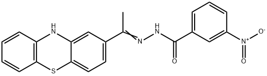 3-nitro-N-[(E)-1-(10H-phenothiazin-2-yl)ethylideneamino]benzamide 구조식 이미지