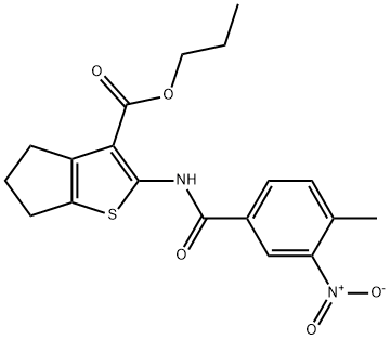 propyl 2-[(4-methyl-3-nitrobenzoyl)amino]-5,6-dihydro-4H-cyclopenta[b]thiophene-3-carboxylate Structure