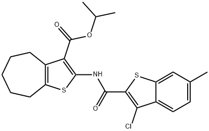 propan-2-yl 2-[(3-chloro-6-methyl-1-benzothiophene-2-carbonyl)amino]-5,6,7,8-tetrahydro-4H-cyclohepta[b]thiophene-3-carboxylate 구조식 이미지