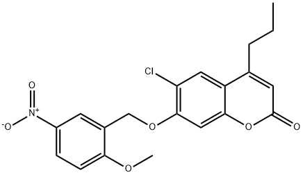 6-chloro-7-[(2-methoxy-5-nitrophenyl)methoxy]-4-propylchromen-2-one 구조식 이미지
