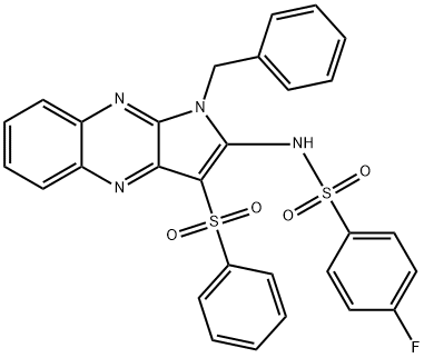 N-[3-(benzenesulfonyl)-1-benzylpyrrolo[3,2-b]quinoxalin-2-yl]-4-fluorobenzenesulfonamide 구조식 이미지