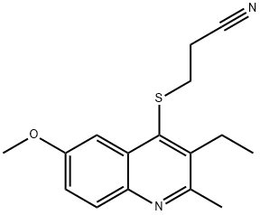 3-(3-ethyl-6-methoxy-2-methylquinolin-4-yl)sulfanylpropanenitrile Structure