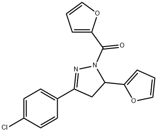 [5-(4-chlorophenyl)-3-(furan-2-yl)-3,4-dihydropyrazol-2-yl]-(furan-2-yl)methanone 구조식 이미지