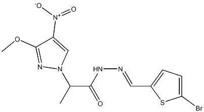 N-[(E)-(5-bromothiophen-2-yl)methylideneamino]-2-(3-methoxy-4-nitropyrazol-1-yl)propanamide Structure