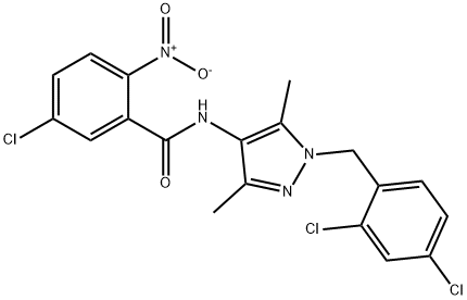 5-chloro-N-[1-[(2,4-dichlorophenyl)methyl]-3,5-dimethylpyrazol-4-yl]-2-nitrobenzamide Structure