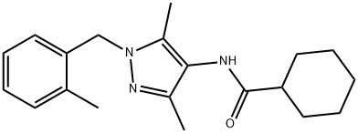 N-[3,5-dimethyl-1-[(2-methylphenyl)methyl]pyrazol-4-yl]cyclohexanecarboxamide Structure