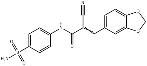 (E)-3-(1,3-benzodioxol-5-yl)-2-cyano-N-(4-sulfamoylphenyl)prop-2-enamide 구조식 이미지