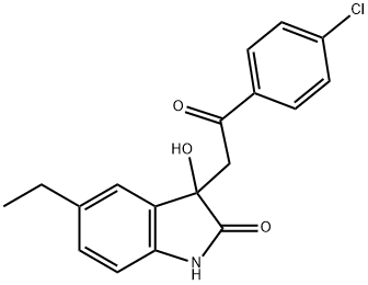 3-[2-(4-chlorophenyl)-2-oxoethyl]-5-ethyl-3-hydroxy-1H-indol-2-one 구조식 이미지