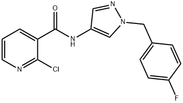 2-chloro-N-[1-[(4-fluorophenyl)methyl]pyrazol-4-yl]pyridine-3-carboxamide 구조식 이미지