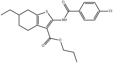 propyl 2-[(4-chlorobenzoyl)amino]-6-ethyl-4,5,6,7-tetrahydro-1-benzothiophene-3-carboxylate Structure