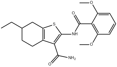 2-[(2,6-dimethoxybenzoyl)amino]-6-ethyl-4,5,6,7-tetrahydro-1-benzothiophene-3-carboxamide 구조식 이미지