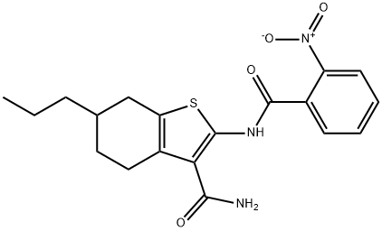 2-[(2-nitrobenzoyl)amino]-6-propyl-4,5,6,7-tetrahydro-1-benzothiophene-3-carboxamide 구조식 이미지