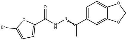 N-[(E)-1-(1,3-benzodioxol-5-yl)ethylideneamino]-5-bromofuran-2-carboxamide 구조식 이미지
