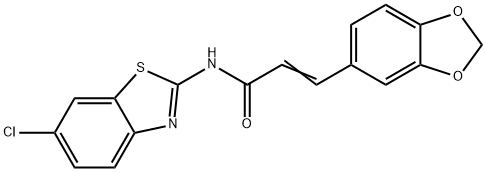 (E)-3-(1,3-benzodioxol-5-yl)-N-(6-chloro-1,3-benzothiazol-2-yl)prop-2-enamide Structure