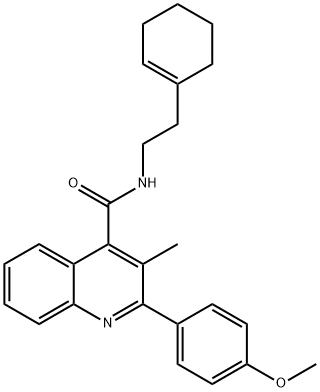 N-[2-(cyclohexen-1-yl)ethyl]-2-(4-methoxyphenyl)-3-methylquinoline-4-carboxamide 구조식 이미지