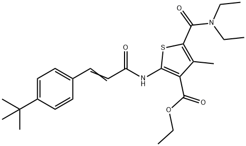 ethyl 2-[[(E)-3-(4-tert-butylphenyl)prop-2-enoyl]amino]-5-(diethylcarbamoyl)-4-methylthiophene-3-carboxylate Structure