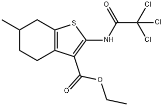 ethyl 6-methyl-2-[(2,2,2-trichloroacetyl)amino]-4,5,6,7-tetrahydro-1-benzothiophene-3-carboxylate 구조식 이미지