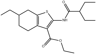 ethyl 6-ethyl-2-(2-ethylbutanoylamino)-4,5,6,7-tetrahydro-1-benzothiophene-3-carboxylate 구조식 이미지