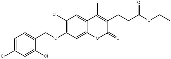 ethyl 3-[6-chloro-7-[(2,4-dichlorophenyl)methoxy]-4-methyl-2-oxochromen-3-yl]propanoate Structure