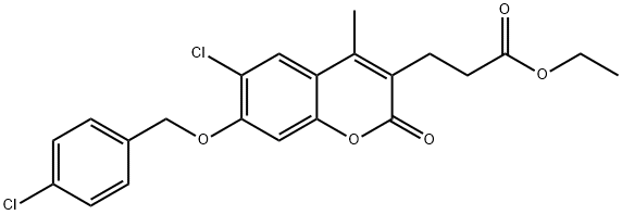 ethyl 3-[6-chloro-7-[(4-chlorophenyl)methoxy]-4-methyl-2-oxochromen-3-yl]propanoate Structure