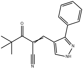 (2Z)-4,4-dimethyl-3-oxo-2-[(5-phenyl-1H-pyrazol-4-yl)methylidene]pentanenitrile Structure