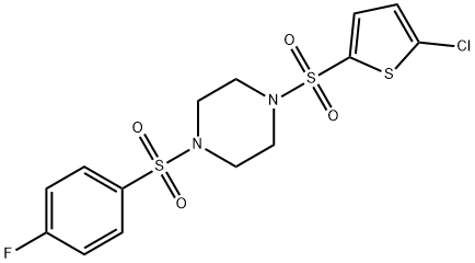 1-(5-chlorothiophen-2-yl)sulfonyl-4-(4-fluorophenyl)sulfonylpiperazine Structure