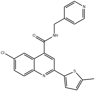 6-chloro-2-(5-methylthiophen-2-yl)-N-(pyridin-4-ylmethyl)quinoline-4-carboxamide Structure