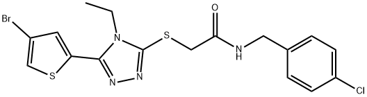 2-[[5-(4-bromothiophen-2-yl)-4-ethyl-1,2,4-triazol-3-yl]sulfanyl]-N-[(4-chlorophenyl)methyl]acetamide Structure