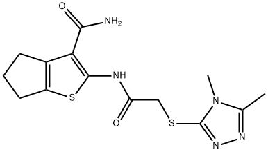 2-[[2-[(4,5-dimethyl-1,2,4-triazol-3-yl)sulfanyl]acetyl]amino]-5,6-dihydro-4H-cyclopenta[b]thiophene-3-carboxamide Structure