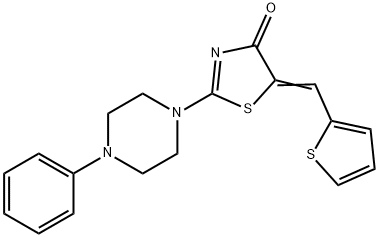 (5Z)-2-(4-phenylpiperazin-1-yl)-5-(thiophen-2-ylmethylidene)-1,3-thiazol-4-one 구조식 이미지