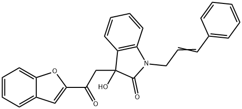 3-[2-(1-benzofuran-2-yl)-2-oxoethyl]-3-hydroxy-1-[(E)-3-phenylprop-2-enyl]indol-2-one 구조식 이미지