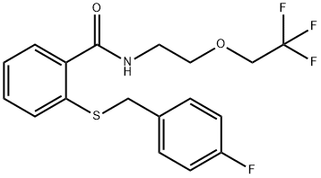 2-[(4-fluorophenyl)methylsulfanyl]-N-[2-(2,2,2-trifluoroethoxy)ethyl]benzamide 구조식 이미지