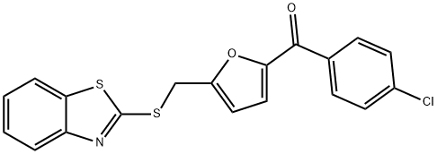 [5-(1,3-benzothiazol-2-ylsulfanylmethyl)furan-2-yl]-(4-chlorophenyl)methanone 구조식 이미지
