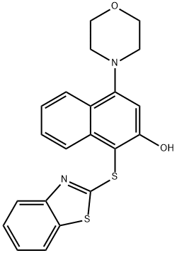 1-(1,3-benzothiazol-2-ylsulfanyl)-4-morpholin-4-ylnaphthalen-2-ol 구조식 이미지