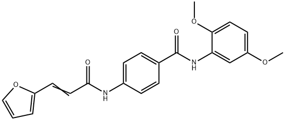 N-(2,5-dimethoxyphenyl)-4-[[(E)-3-(furan-2-yl)prop-2-enoyl]amino]benzamide 구조식 이미지