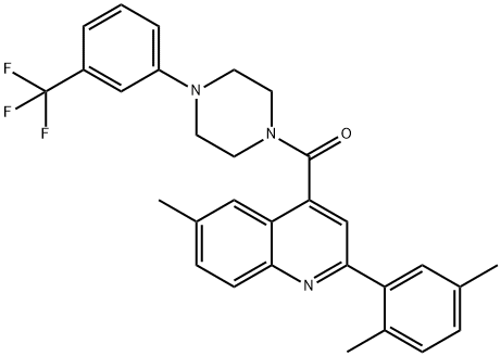 [2-(2,5-dimethylphenyl)-6-methylquinolin-4-yl]-[4-[3-(trifluoromethyl)phenyl]piperazin-1-yl]methanone Structure