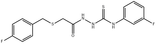 1-(3-fluorophenyl)-3-[[2-[(4-fluorophenyl)methylsulfanyl]acetyl]amino]thiourea 구조식 이미지