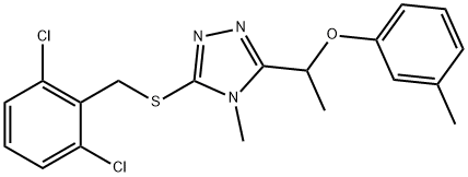 3-[(2,6-dichlorophenyl)methylsulfanyl]-4-methyl-5-[1-(3-methylphenoxy)ethyl]-1,2,4-triazole 구조식 이미지