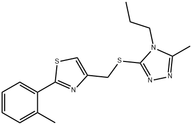 2-(2-methylphenyl)-4-[(5-methyl-4-propyl-1,2,4-triazol-3-yl)sulfanylmethyl]-1,3-thiazole Structure