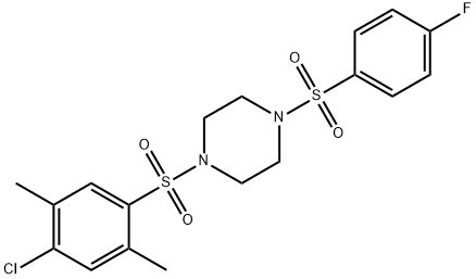 1-(4-chloro-2,5-dimethylphenyl)sulfonyl-4-(4-fluorophenyl)sulfonylpiperazine 구조식 이미지