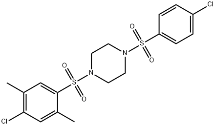 1-(4-chloro-2,5-dimethylphenyl)sulfonyl-4-(4-chlorophenyl)sulfonylpiperazine 구조식 이미지