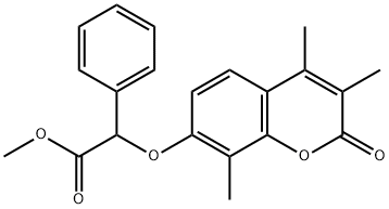 methyl 2-phenyl-2-(3,4,8-trimethyl-2-oxochromen-7-yl)oxyacetate 구조식 이미지