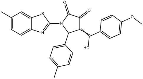 (4E)-4-[hydroxy-(4-methoxyphenyl)methylidene]-1-(6-methyl-1,3-benzothiazol-2-yl)-5-(4-methylphenyl)pyrrolidine-2,3-dione Structure